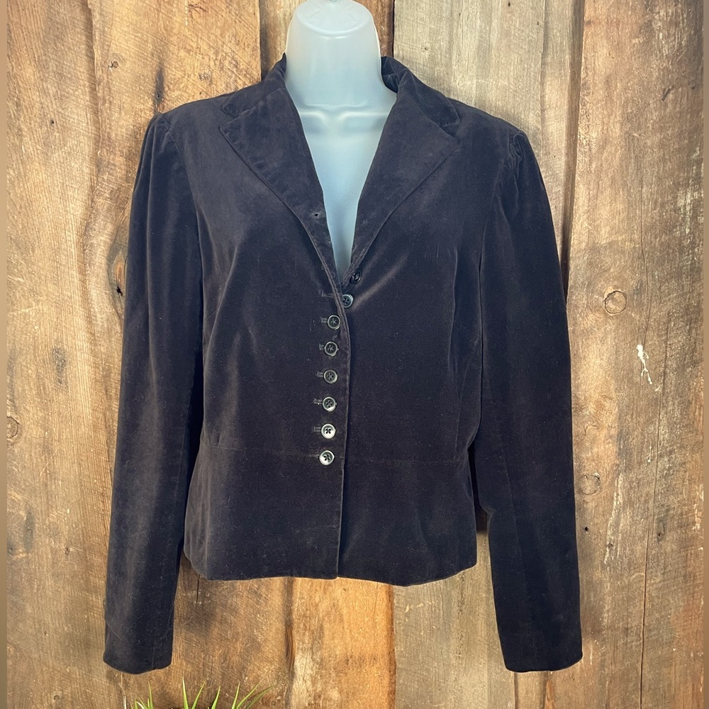 Talbots Black Velvet Peplum Blazer - Size 8